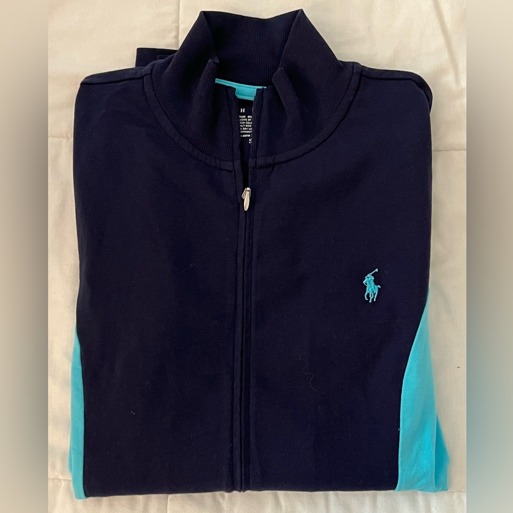 Ralph Lauren Polo Workout Jacket Size Small Blue Two Tone Zipper